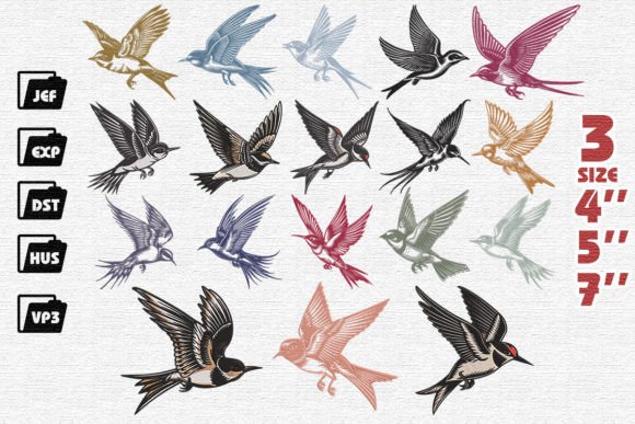 Set of 18 Elegant Swallows